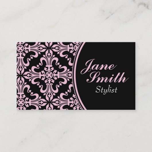 Stylish Classy Elegant Professional Damask Floral Visitekaartje (Voorkant)