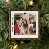 Stylish Classy Plaid 3 photos Christmas Keramisch Ornament