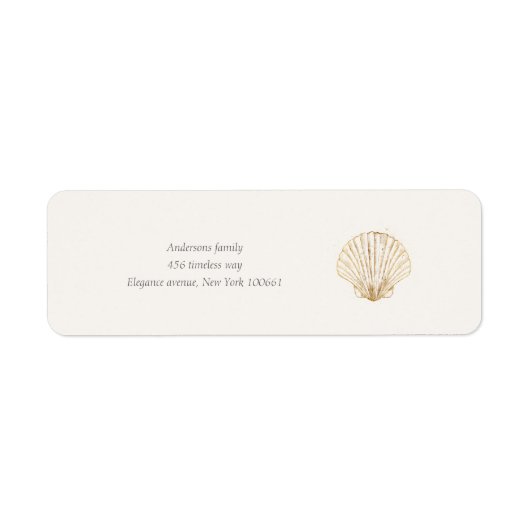 Stylish Coastal Seashell Wedding Address Label (Voorkant)