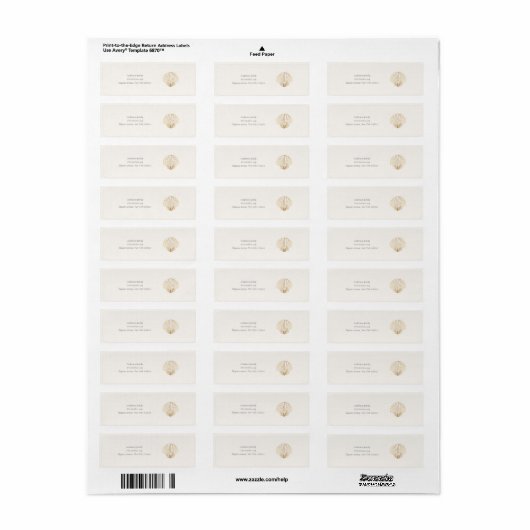 Stylish Coastal Seashell Wedding Address Label (Full Sheet)