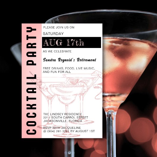 Stylish Cocktail Party Invitation Kaart