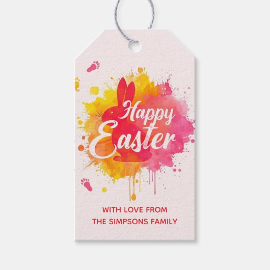 Stylish Colorful Floral Happy Easter Cadeaulabel (Voorkant)