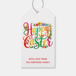Stylish Colorful Floral Happy Easter Cadeaulabel