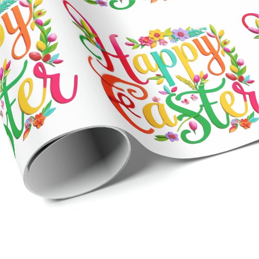 Stylish Colorful Floral Happy Easter Cadeaupapier (Rol Hoek)
