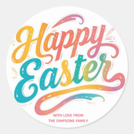 Stylish Colorful Floral Happy Easter Ronde Sticker