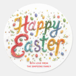 Stylish Colorful Floral Happy Easter Ronde Sticker