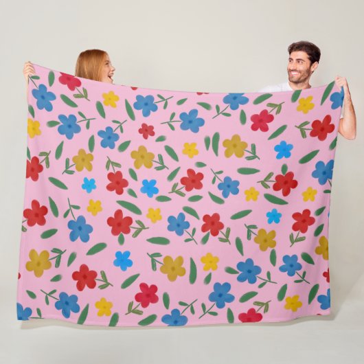 STYLISH COLORFUL FLOWERS PATTERN FLEECE DEKEN (In situ)