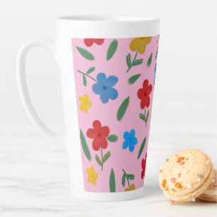 STYLISH COLORFUL FLOWERS PATTERN LATTE MOK