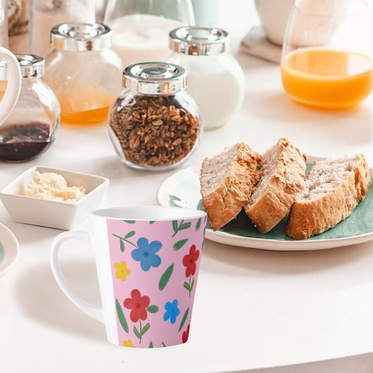 STYLISH COLORFUL FLOWERS PATTERN LATTE MOK
