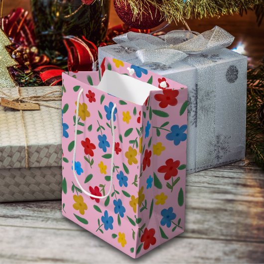 STYLISH COLORFUL FLOWERS PATTERN MEDIUM CADEAUZAKJE