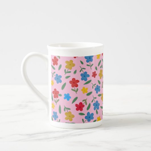 STYLISH COLORFUL FLOWERS PATTERN PORSELEIN KOP (Links)