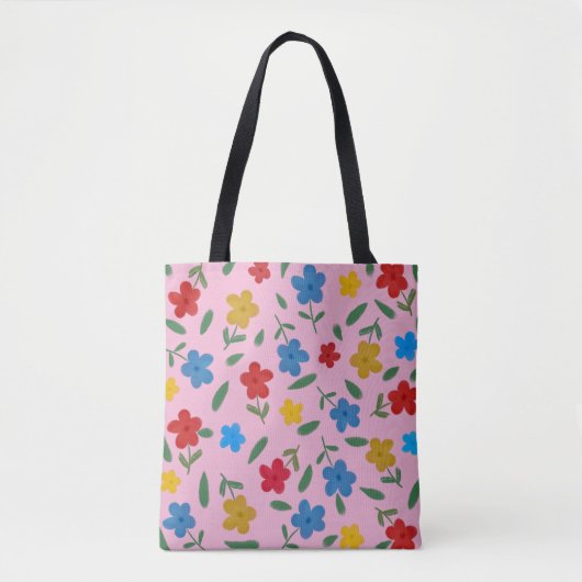 STYLISH COLORFUL FLOWERS PATTERN TOTE BAG (Voorkant)