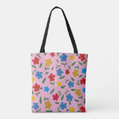 STYLISH COLORFUL FLOWERS PATTERN TOTE BAG (Achterkant)