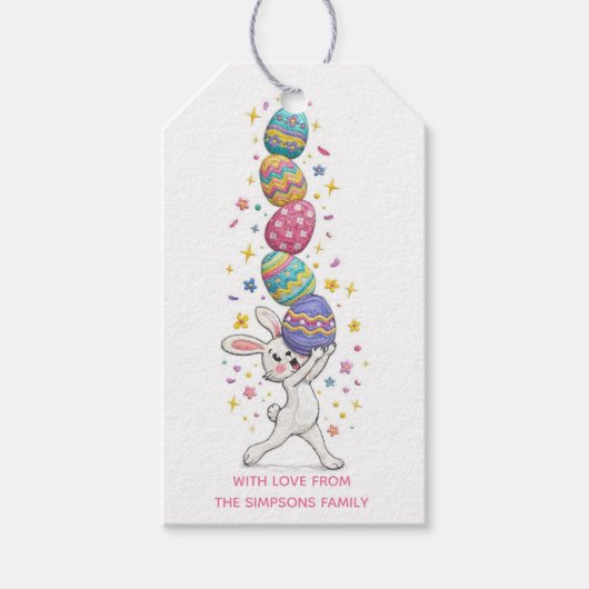 Stylish Colorful funny Bunny Happy Easter Cadeaulabel (Voorkant)