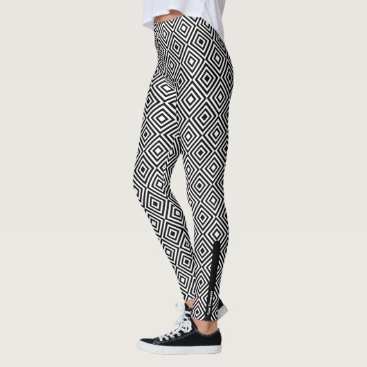 Stylish Company Name Black & White Pattern Leggings (Links)