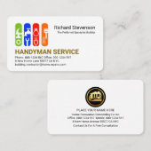 Stylish Construction Handyman Tools Tab Visitekaartje (Voorkant / Achterkant)