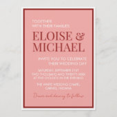 Stylish Contemporary Pink and Red Wedding Kaart (Voorkant)