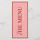 Stylish Contemporary Pink and Red Wedding Menu (Achterkant)