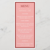 Stylish Contemporary Pink and Red Wedding Menu (Voorkant)