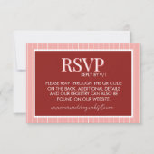 Stylish Contemporary Pink and Red Wedding RSVP Kaartje (Voorkant)