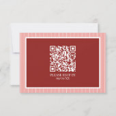 Stylish Contemporary Pink and Red Wedding RSVP Kaartje (Achterkant)