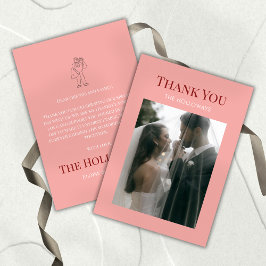 Stylish Contemporary Pink Flat Thank You Card Bedankkaart