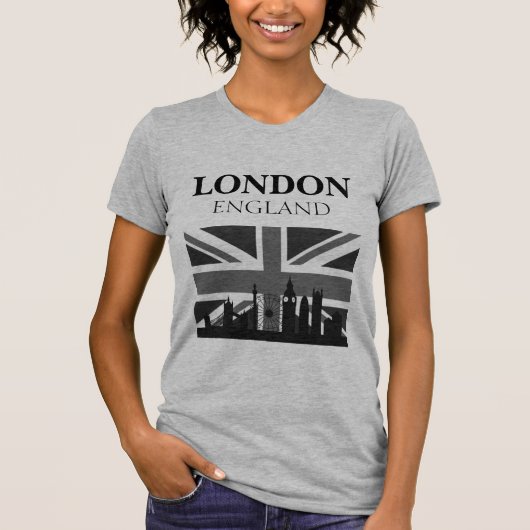 Stylish Cool Black Grey London Union Jack T-shirt (Voorkant)