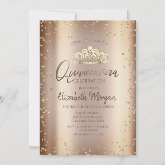 Stylish Cool Tiara, Diamonds Cooper Quinceañera Kaart (Voorkant)