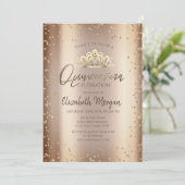 Stylish Cool Tiara, Diamonds Cooper Quinceañera Kaart (Staand voorkant)