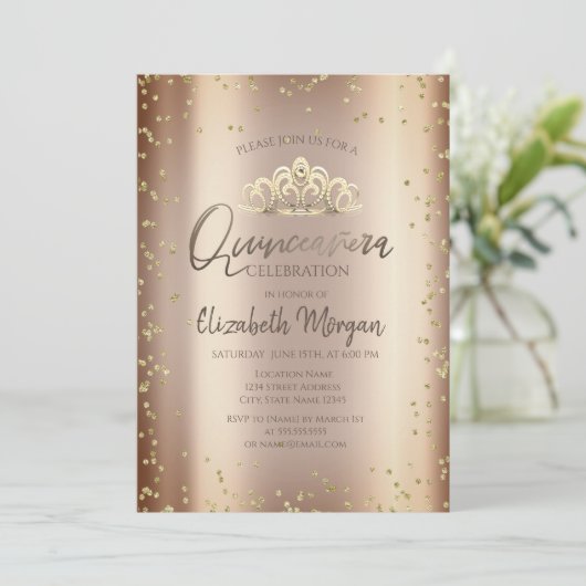 Stylish Cool Tiara, Diamonds Cooper Quinceañera Kaart (Staand voorkant)