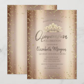 Stylish Cool Tiara, Diamonds Cooper Quinceañera Kaart (Voorkant / Achterkant)