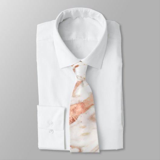 Stylish Copper Roos Gold Foil marble Monogram Stropdas (Gebonden)