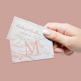 Stylish Copper Roos Gold Foil marble Monogram Visitekaartje