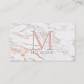 Stylish Copper Roos Gold Foil marble Monogram Visitekaartje (Voorkant)