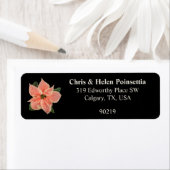 Stylish Coral Poinsettia Black Address Label (Insitu)