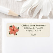 Stylish Coral Poinsettia Cream Address Etiket (Insitu)