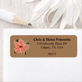 Stylish Coral Poinsettia Gold Address Label