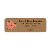 Stylish Coral Poinsettia Gold Address Label (Voorkant)