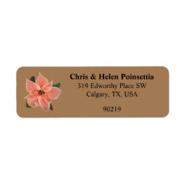 Stylish Coral Poinsettia Gold Address Label