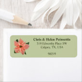 Stylish Coral Poinsettia Green Address Label (Insitu)