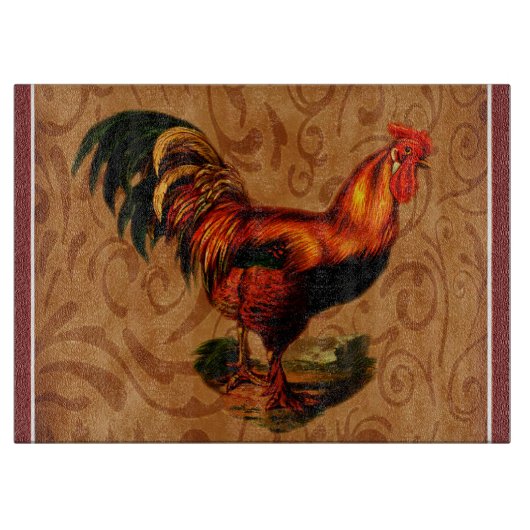Stylish Country Rooster Kitchen Snijplank (Voorkant)