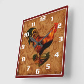 Stylish Country Rooster Kitchen Vierkante Klok (Hoek)