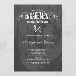 Stylish Country Rustic Wood Engagement Party BBQ Kaart