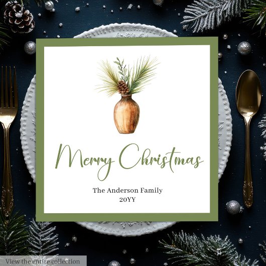 Stylish Cozy Bohemian Botanical Christmas Bouquet  Servet