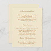 Stylish Cream Beige Wedding Details Kaart (Voorkant / Achterkant)