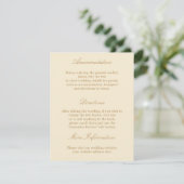 Stylish Cream Beige Wedding Details Kaart (Staand voorkant)