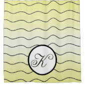 Stylish Creamy Citrus Yellow Abstract Line Art Douchegordijn (Voorkant)