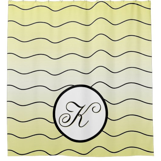 Stylish Creamy Citrus Yellow Abstract Line Art Douchegordijn (Voorkant)