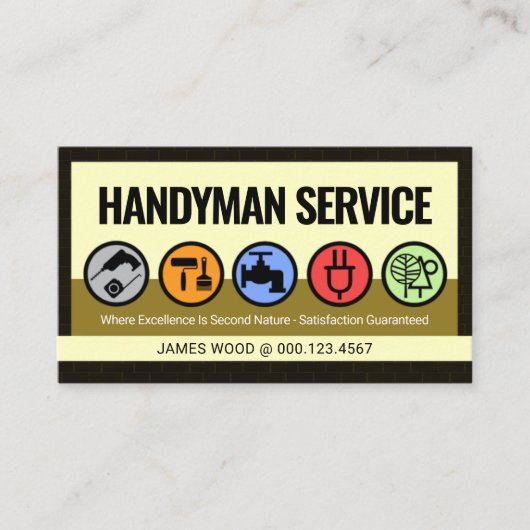Stylish Creative Handyman Tools Icon Layer Visitekaartje (Voorkant)