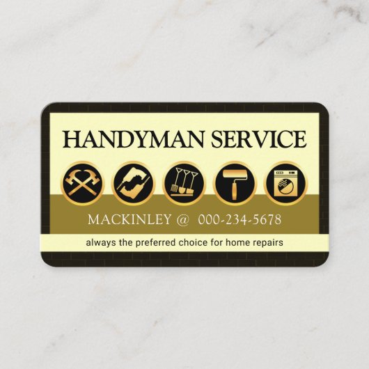 Stylish Creative Handyman Tools Icon Layer Visitekaartje (Voorkant)